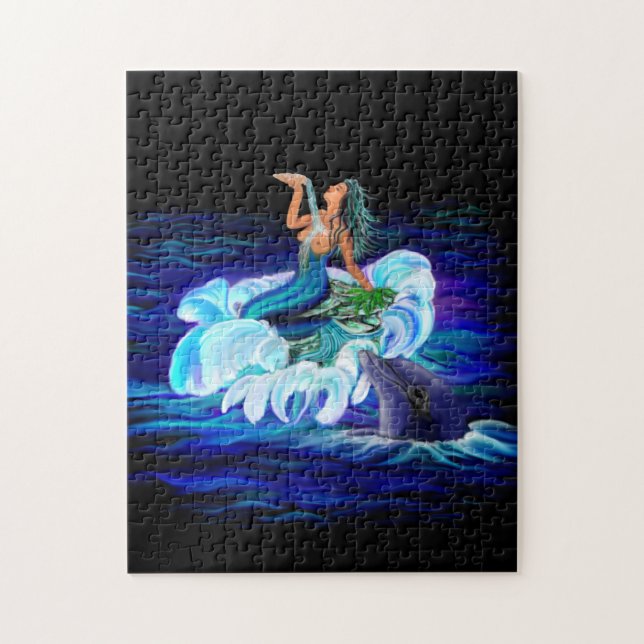 Quebra-cabeça Sereia com golfinho (Vertical)