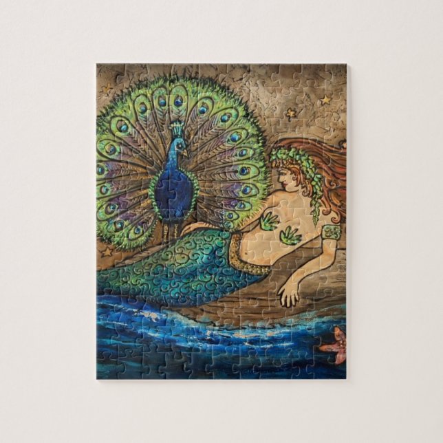 Quebra-cabeça Sereia e Pavão (Vertical)