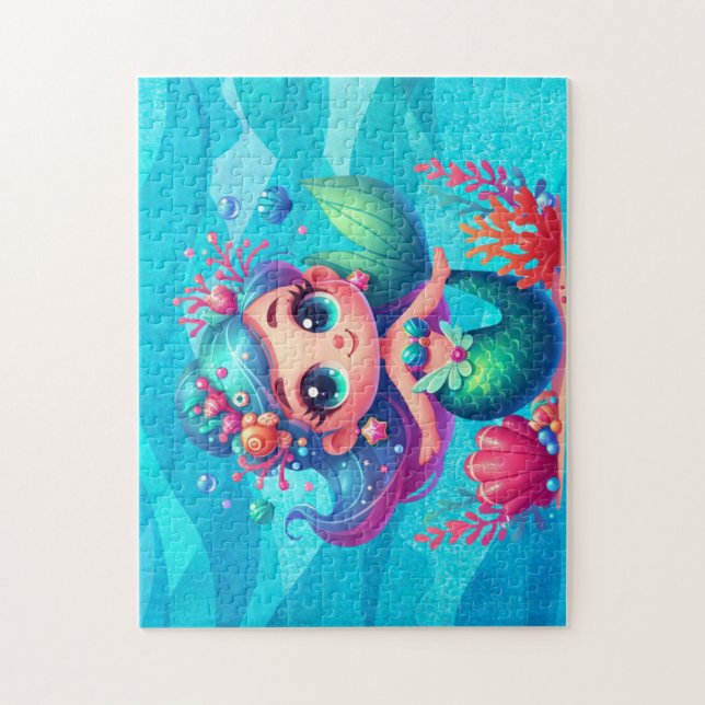 Quebra-cabeça Sereia submarina, branca (Vertical)