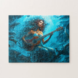 Quebra-cabeça Sereia Tocando Guitarra Sob a Água Pintura de Fant