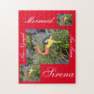 Quebra-cabeça sereia vermelho-atada do sirena