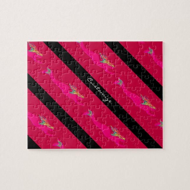 Quebra-cabeça Sereias cor-de-rosa de mergulho, vermelhas/pretas (Horizontal)