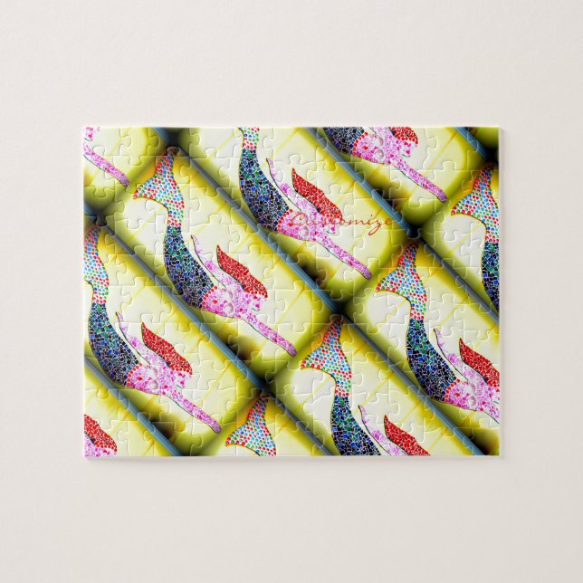 Quebra-cabeça sereias de mosaico cor-de-rosa para nadar (Horizontal)