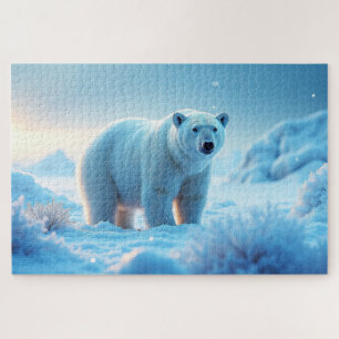 Quebra-cabeça Serene Ártico Sunset com Urso Polar - Natureza