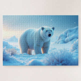Quebra-cabeça Serene Ártico Sunset com Urso Polar - Natureza