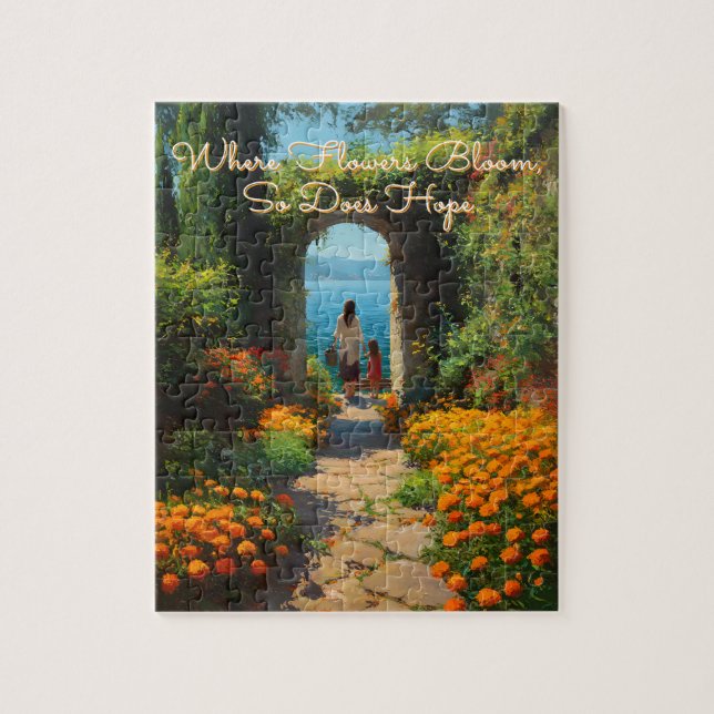 Quebra-cabeça Serene Marigolds Path to the Sea Art (Vertical)