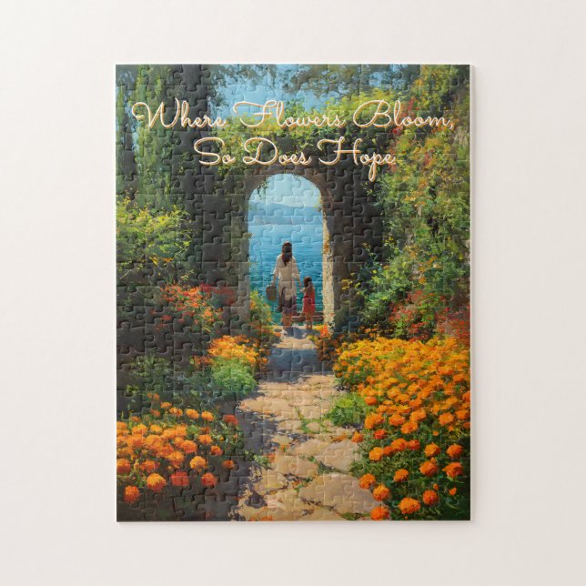 Quebra-cabeça Serene Marigolds Path to the Sea Art (Vertical)