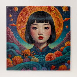 Quebra-cabeça "Serenidade ao Sol: Arte Chinesa Tradicional