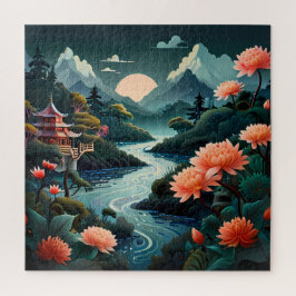 Quebra-cabeça "Serenidade ao Sol: Arte Chinesa Tradicional