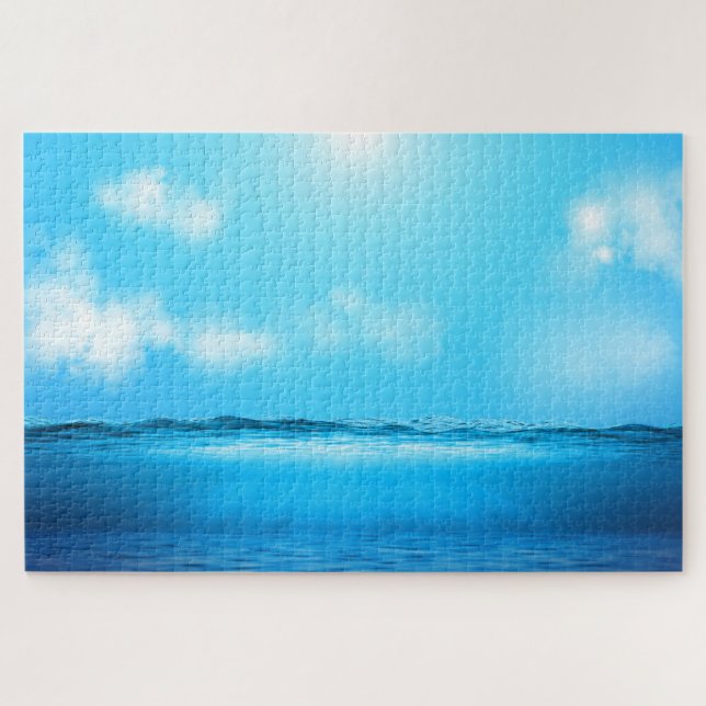 Quebra-cabeça Serenidade Costeira e Oceânica com Céu Azul e Nuve (Horizontal)