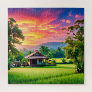 Quebra-cabeça Serenidade Sunset no Campo