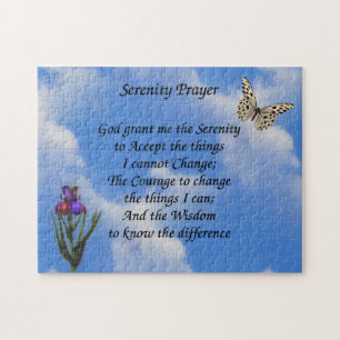 Quebra-cabeça Serenity Prayer Butterfly Flower Inspiration