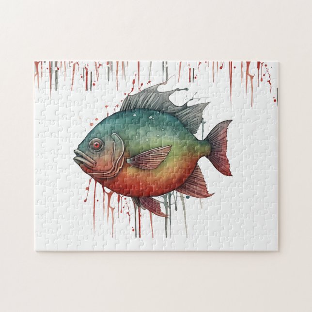 Quebra-cabeça - Série Watercolor: Piranha (Horizontal)