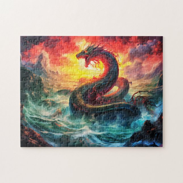 Quebra-cabeça Serpente de Midgard no mar do norte Mitologia viki (Horizontal)