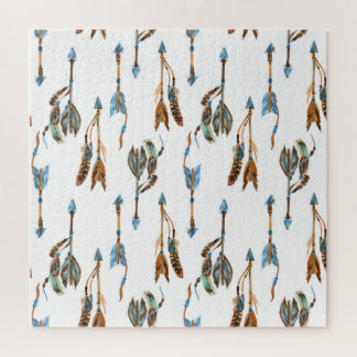 Quebra-cabeça Setas tribais: ilustração da safra de aquarela.