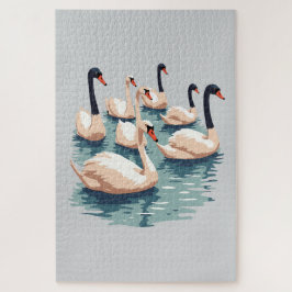 Quebra-cabeça Sete Cisnes a Nadar Corte-Recorte no Estilo Estênc