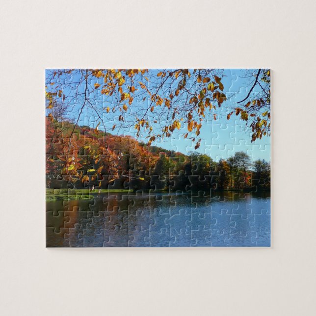 Quebra-cabeça Sete Quedas de Outono Árvores e Lago (Horizontal)