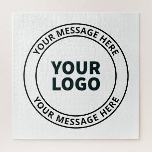 Quebra-cabeça Seu logotipo carregado + texto circular editável
