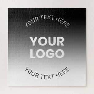 Quebra-cabeça Seu Logotipo Gradiente Preto e Branco Editável M