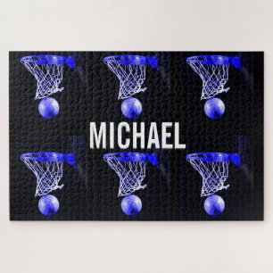 Quebra-cabeça Seu nome é Trabalho de arte de basquete personaliz