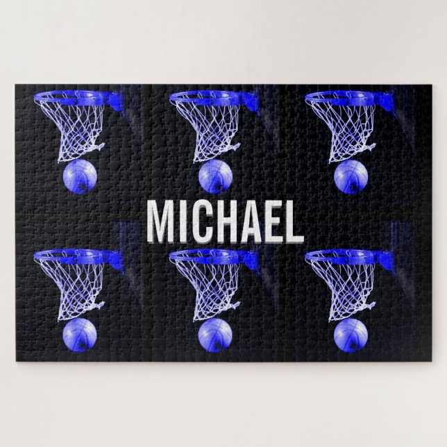 Quebra-cabeça Seu nome é Trabalho de arte de basquete personaliz (Horizontal)