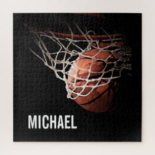 Quebra-cabeça Seu nome é Trabalho de arte de basquete personaliz