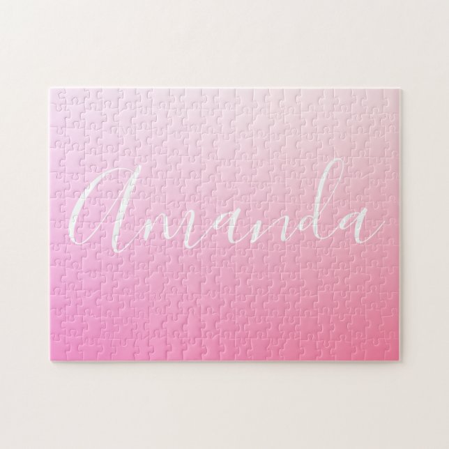Quebra-cabeça Seu Nome ou Palavra | Gradiente Rosa Ombre (Horizontal)