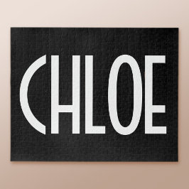 Quebra-cabeça Seu Nome, Texto Branco Negrito | Preto