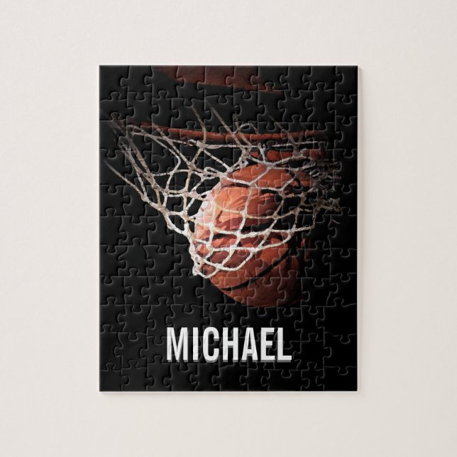 Quebra-cabeça Seu nome Trabalho de arte de basquete personalizáv (Vertical)