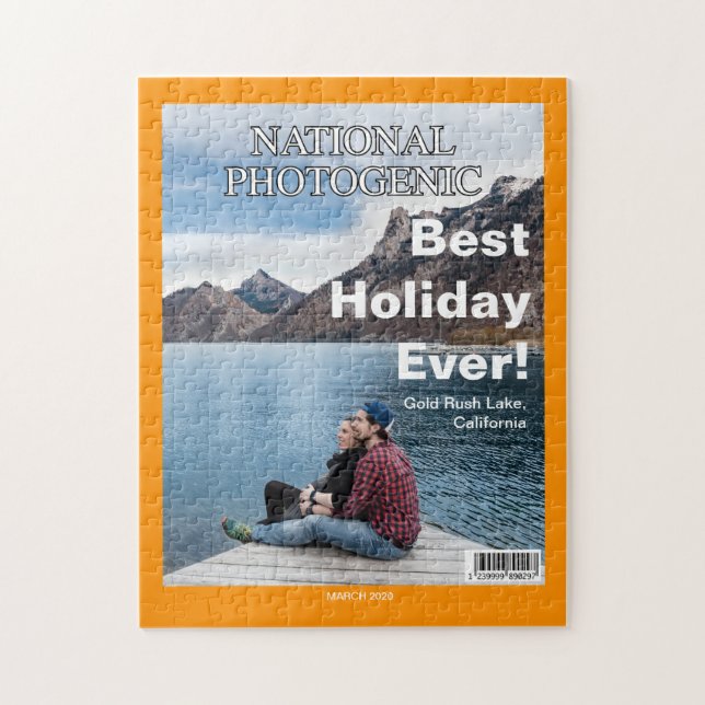 Quebra-cabeça SEU TEXTO, FOTO, cobrir falso e divertido da revis (Vertical)