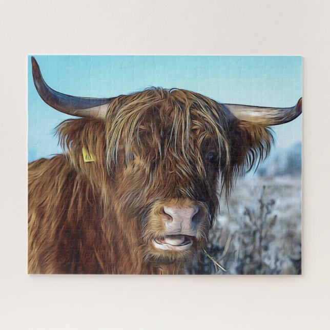 Quebra-cabeça Shaggg Highland Beef Oil Painting (Horizontal)