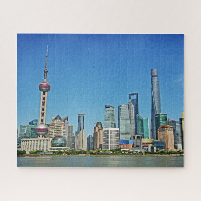Quebra-cabeça Shanghai Skyline do Bund - 16x20 - 520 pcs (Horizontal)