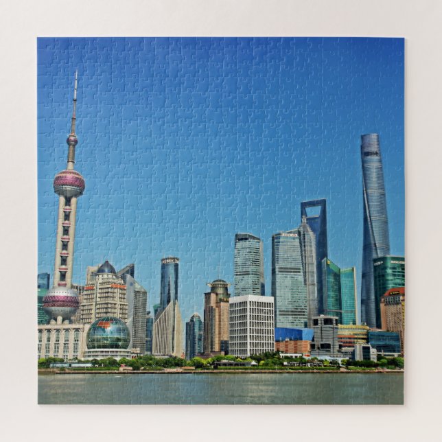 Quebra-cabeça Shanghai Skyline do Bund - 20x20 - 676 pcs (Vertical)