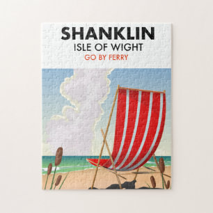 Quebra-cabeça Shanklin Beach, ilha de poster de viagens de peso.