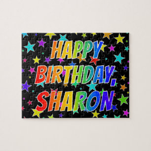 Quebra-cabeça "SHARON" Primeiro Nome, "FELIZ ANIVERSÁRIO"