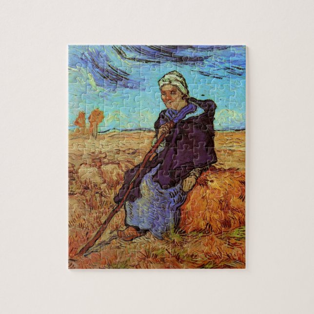 Quebra-cabeça Shepherdese (após Millet) por Vincent van Gogh (Vertical)