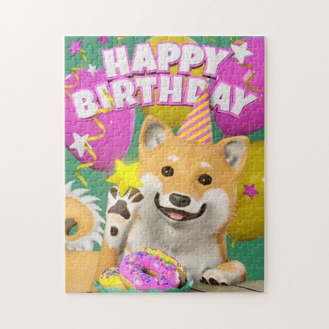 Quebra-cabeça Shiba Happy Birthday (Vertical)