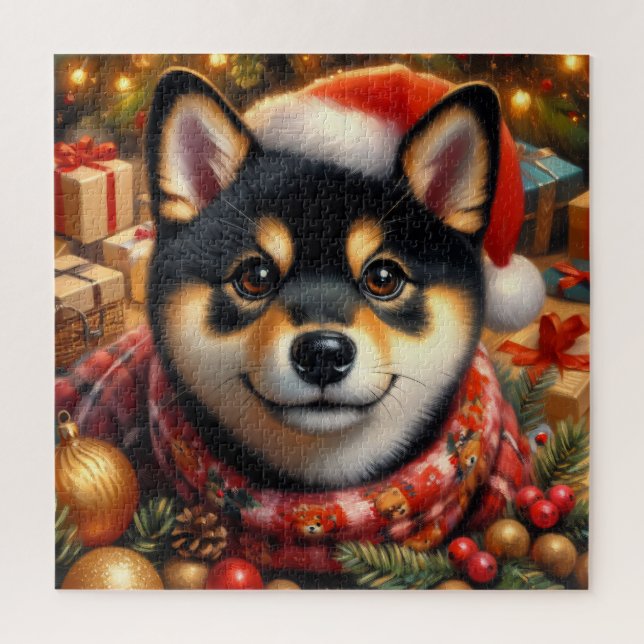 Quebra-cabeça Shiba Inu Natal (Vertical)