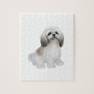 Quebra-cabeça Shih Tzu - Branco com bronzeado de cinza