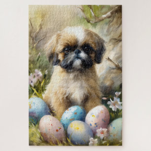 Quebra-cabeça Shih Tzu Dog com Feriado de Ovos de Páscoa