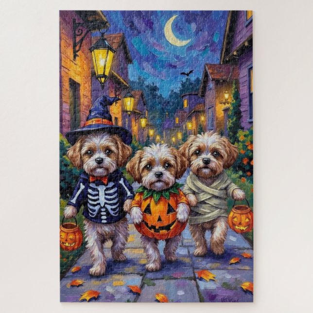 Quebra-cabeça Shih Tzu Dogs Trick-or-Treating Halloween Costumes (Vertical)