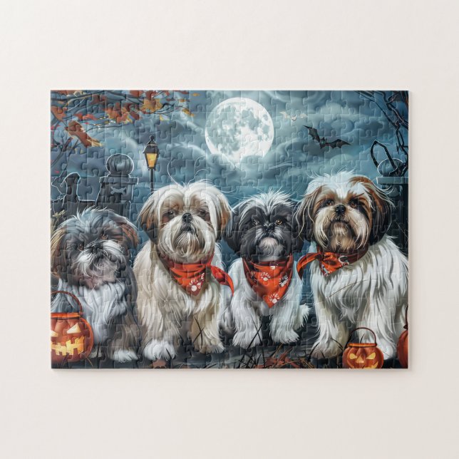 Quebra-cabeça Shih Tzu Halloween Spooky (Horizontal)