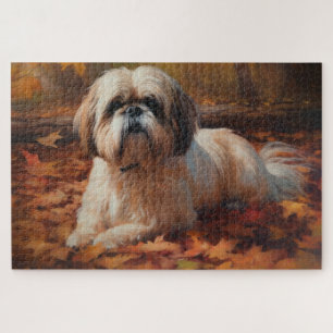 Quebra-cabeça Shih Tzu nas Folhas de Outono Caem Inspiração