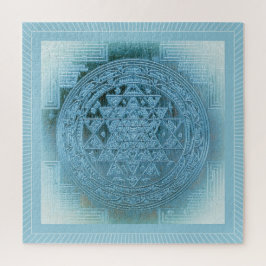 Quebra-cabeça Shri Yantra Mandala: Vintage Aqua
