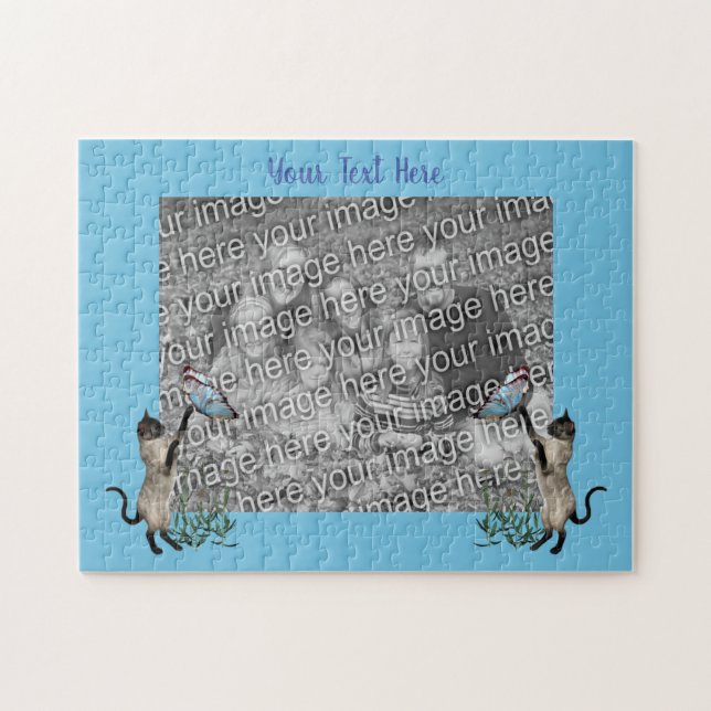 Quebra-cabeça Siamês Gatos Borboletas Fotograma Modelo (Horizontal)