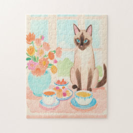 Quebra-cabeça Siamese Cat & Tea Time Jigsaw Puzzle 