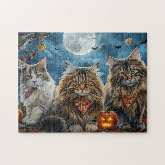 Quebra-cabeça Siberian Cat Halloween Spooky (Horizontal)