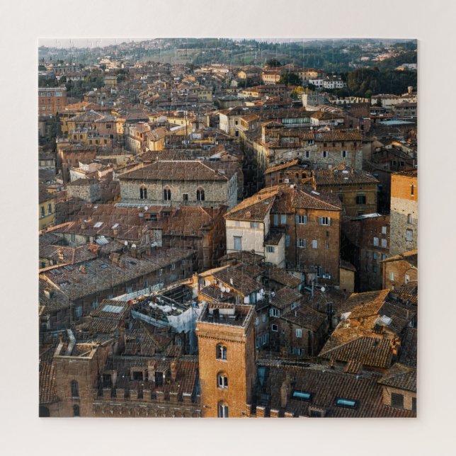 Quebra-cabeça Siena Sunset: Telhado Vermelho no Panorama (Vertical)
