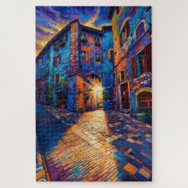 Quebra-cabeça Silent Alley Colorful Assisi Art Jigsaw Puzzle