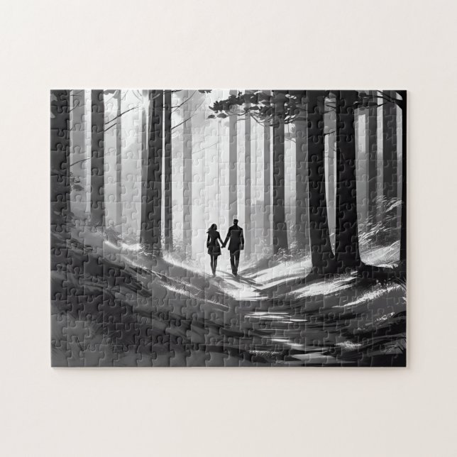 Quebra-cabeça Silhouette de casal em Serene Countryside (Horizontal)